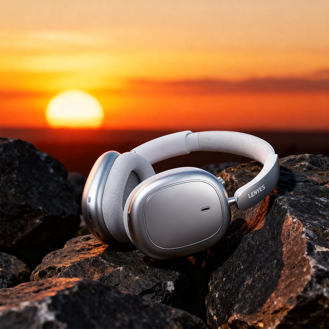 Lenyes LH62 ANC Noise Cancelling Headphones, Bluetooth 6.0, 40mm Drivers, 32Hr Battery, 180Hr Standby, Foldable, Game and Music Mode, Audio App Silver - Image 7