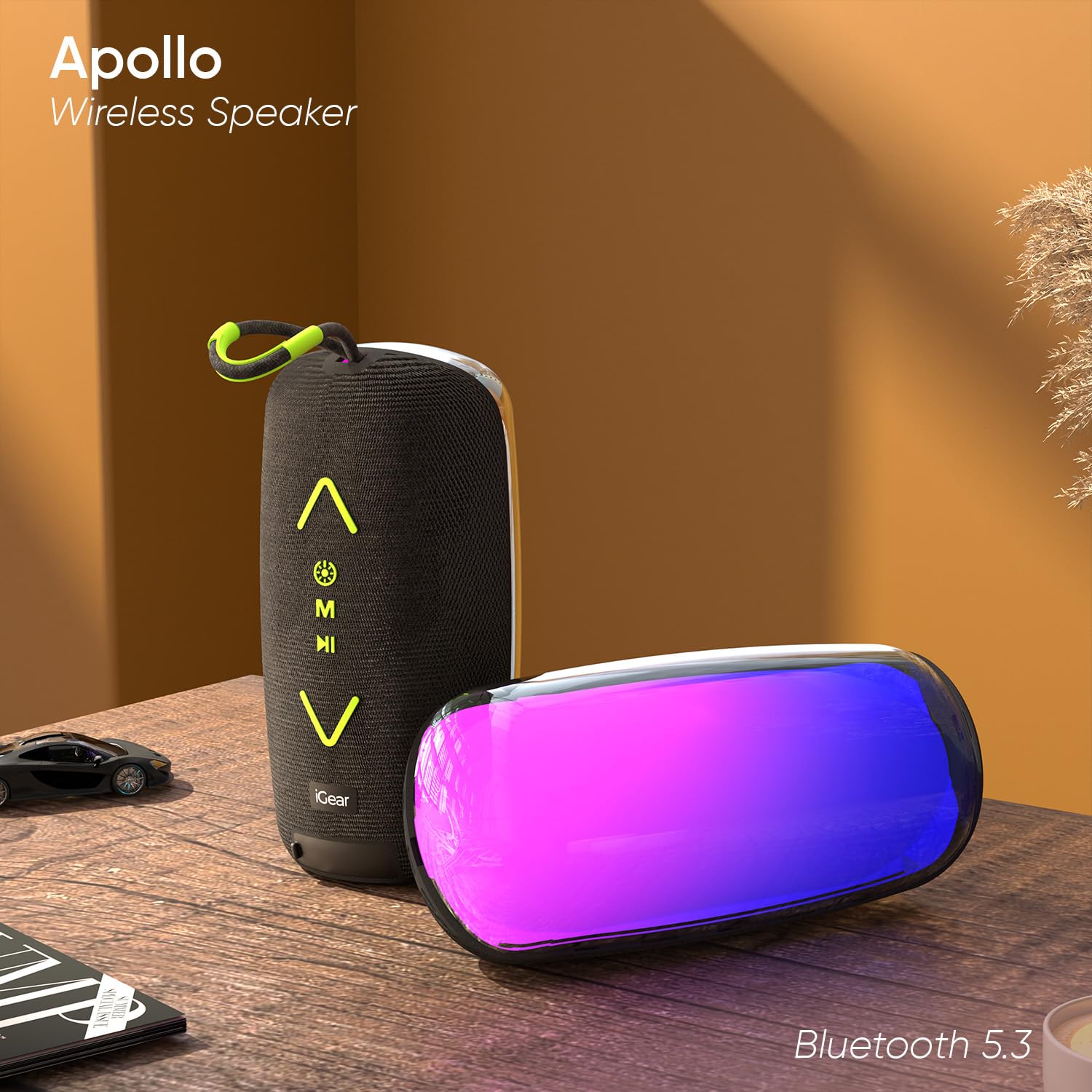 iGear Apollo 20W Portable Bluetooth Party Speaker, 360° Surround, 180° LED Light, TWS, BT 5.3, FM, USB, TF/SD Card, AUX, 6 Light, Twin Pairing Black - Image 2