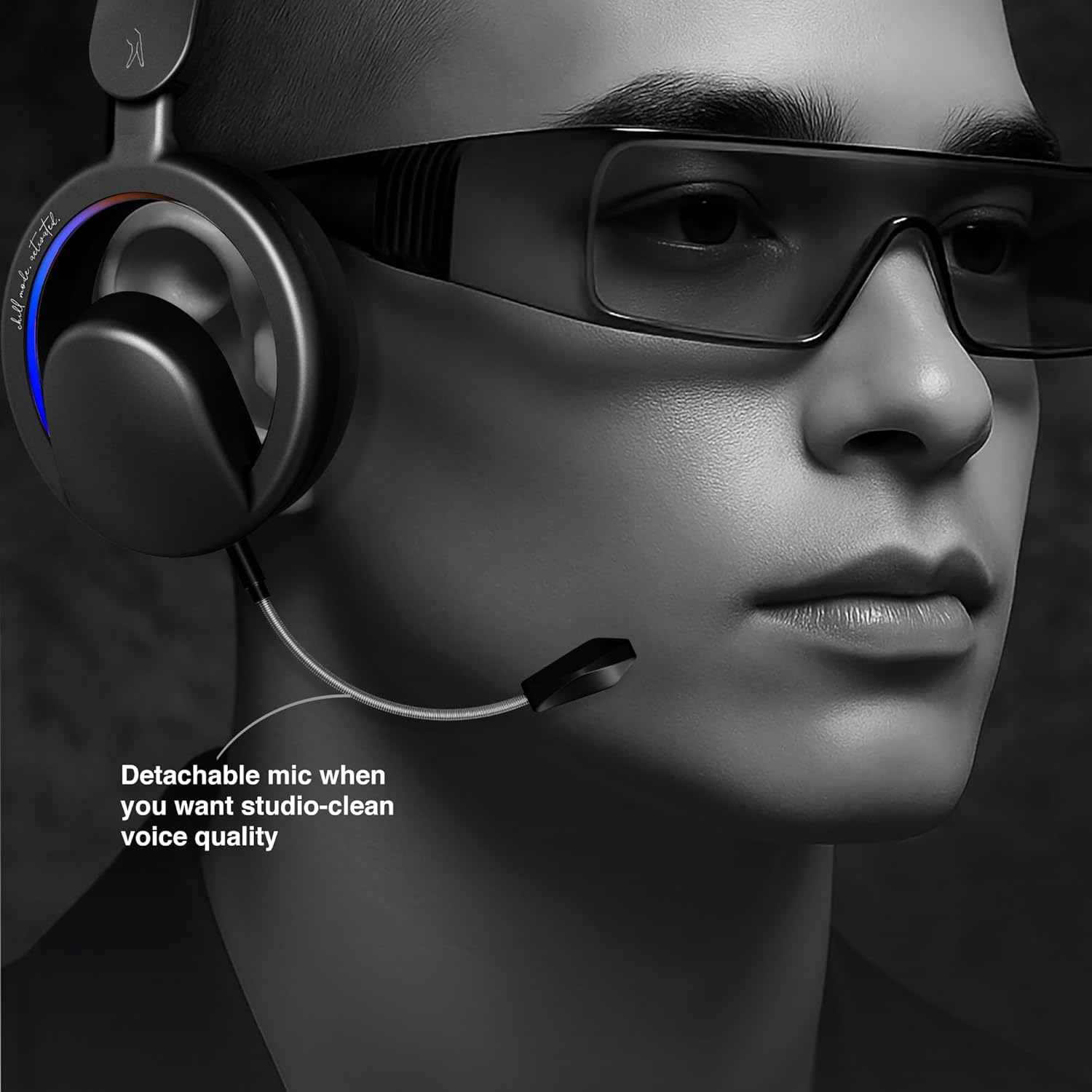 FINGERS ChillRay Open-Ear Wireless Headphones 360° Reality Audio, LED Halo Light Effects, 20 Hrs Playback, Flexible Foldable, Dual Mic Cool Black - Image 8