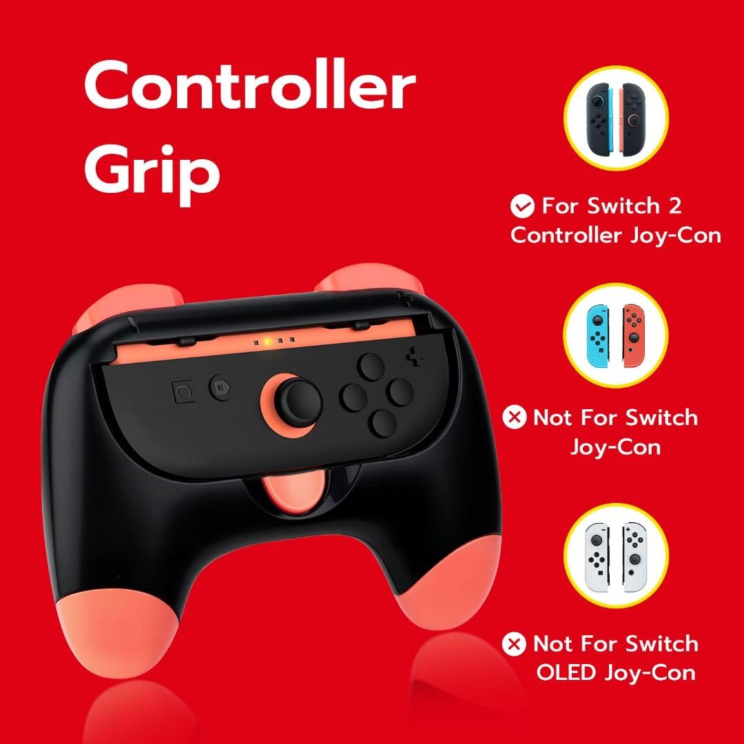 Dobe Nintendo Switch 2 JoyCon controller handle grip Left and right small handle grip Ergonomic JoyCon Controller Grips - Black Red+Black Blue - Image 2