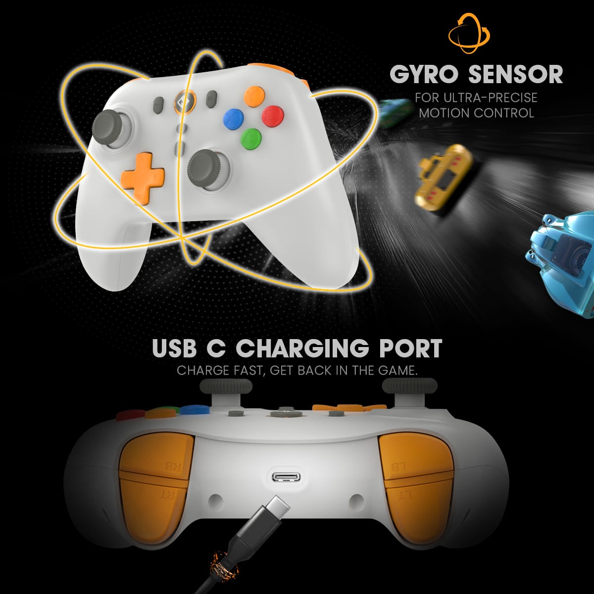 Cosmic Byte Blitz Tri-Mode Controller for PC, TMR Joystick, HE Triggers, 1000Hz Polling, Software & Charging Dock Support, Upgraded Model Retro - Image 3