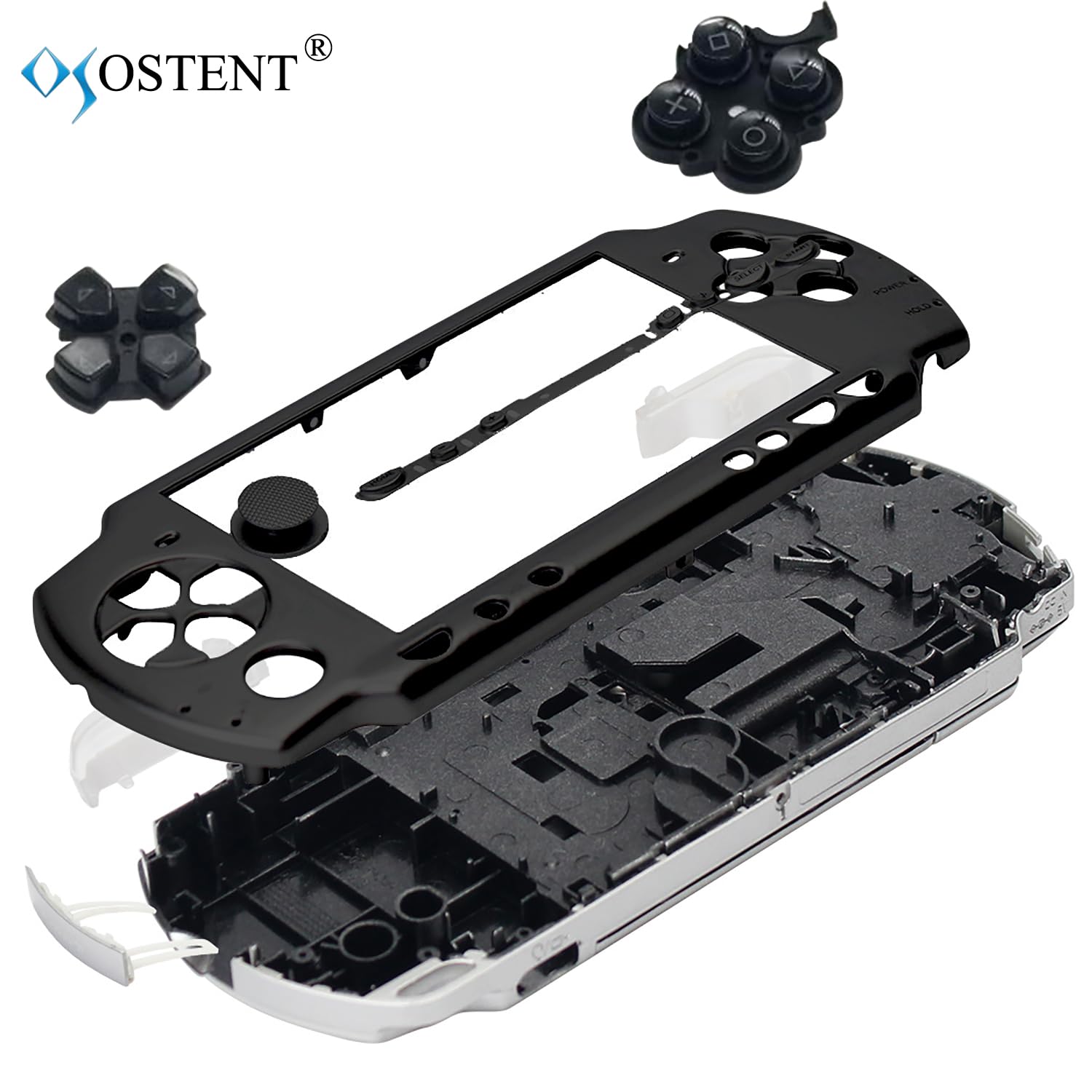 Full Housing Shell Faceplate Case Parts Replacement Compatible for PSP 2000 / 2001 / 2002 Console Color Black - Image 2