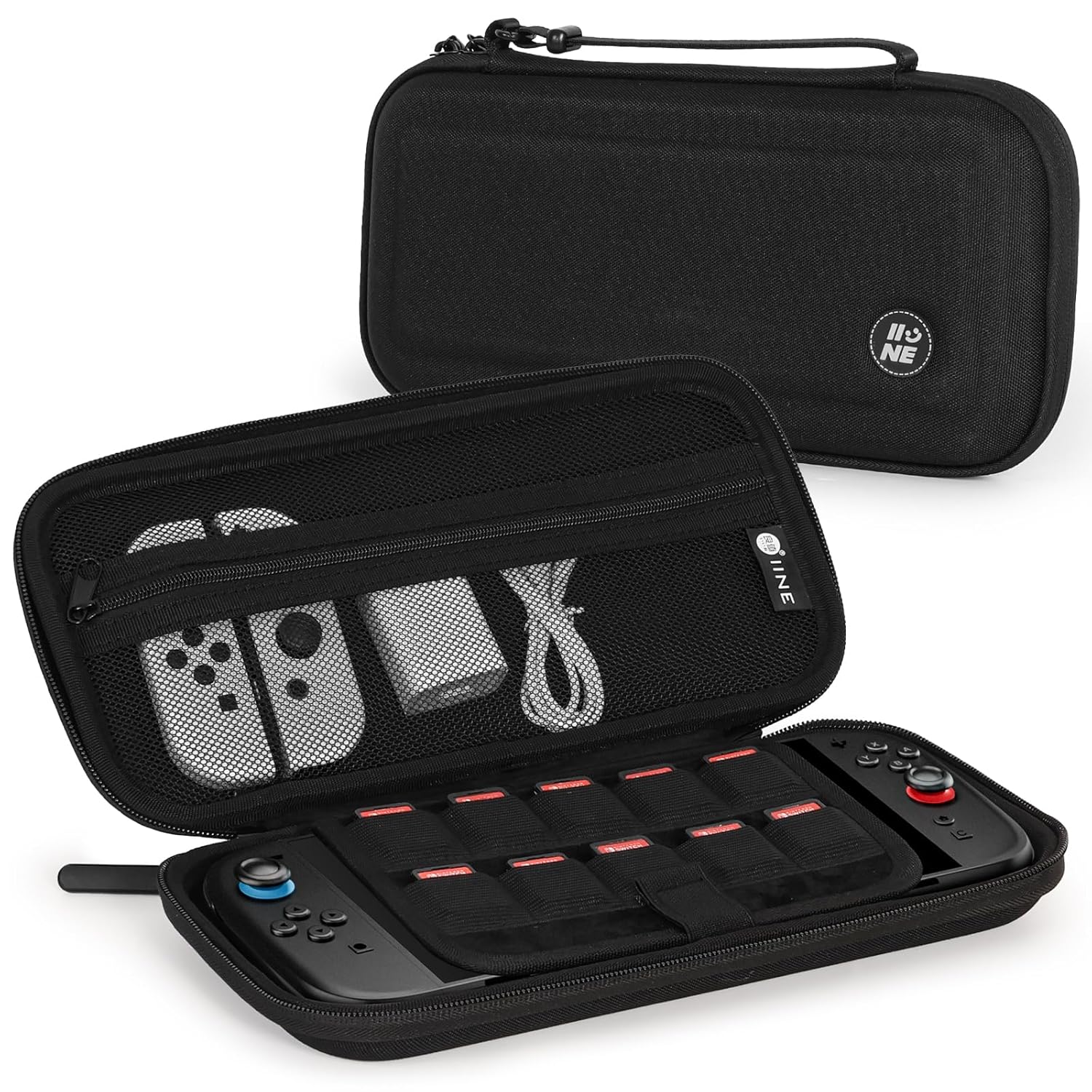 IINE Carry Case for Switch 2 Console, Protective Hard Shell Travel Storage Pouch with Mesh Bag, Durable Protective Bag Switch 2 Accessories EVA Case, BLACK L1066 - Image 1