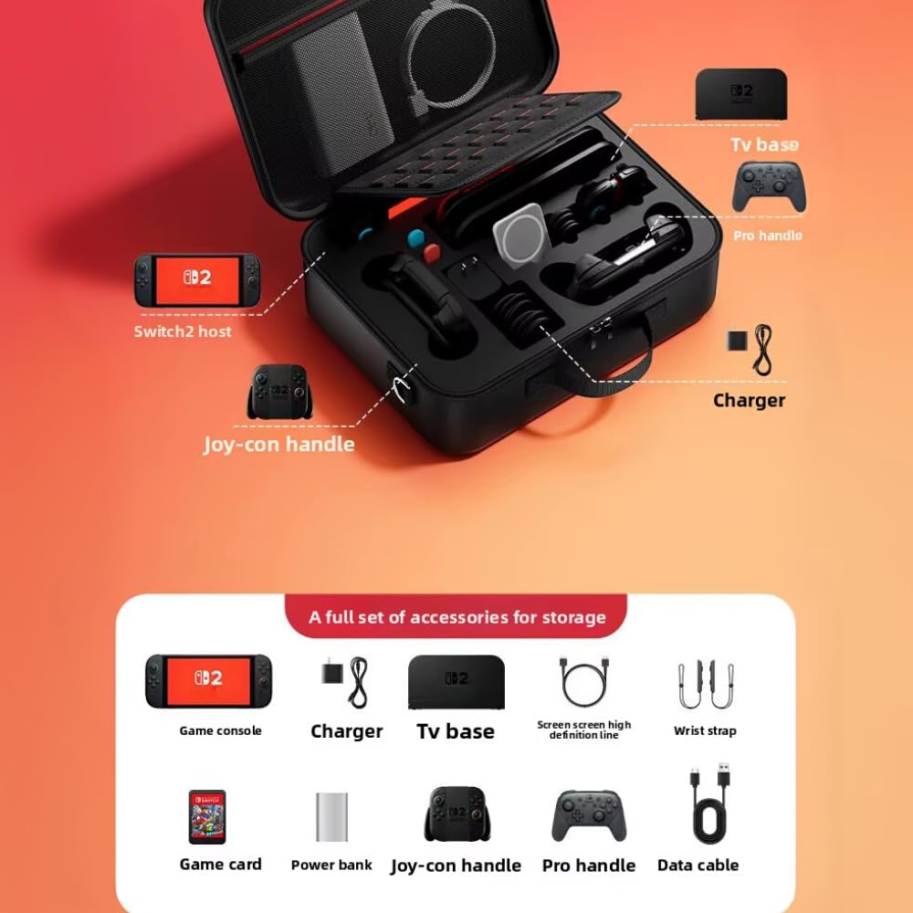 Nintendo Switch 2 Carrying Travel Case Bag for Nintendo Switch 2, Large Capacity EVA Hard Shell Slots for Dock All Accessories Black - Image 7