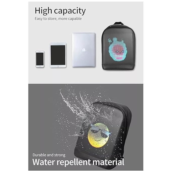 LED Backpack 17L, Smart Display Bag, App Controlled, Programmable Screen And Water Resistant, Unisex Daypack For School, College, Travel, Laptop, Men And Women - Image 4