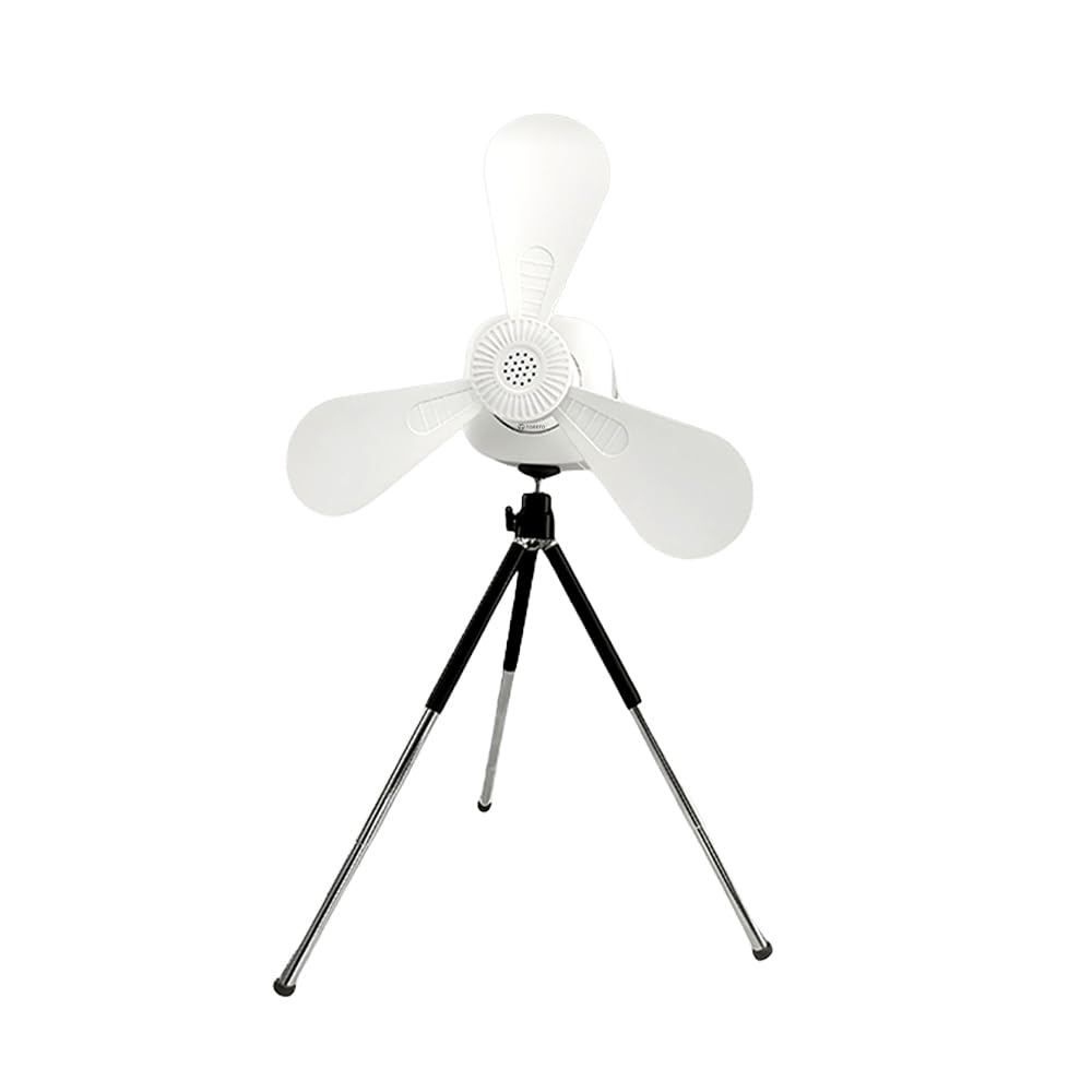 Toreto Steady Air Portable Ceiling Fan with Detachable Tripod Stand, 180° Automatic Oscillation, Built-in Night Light, TypeC Charging Remote Off White - Image 1