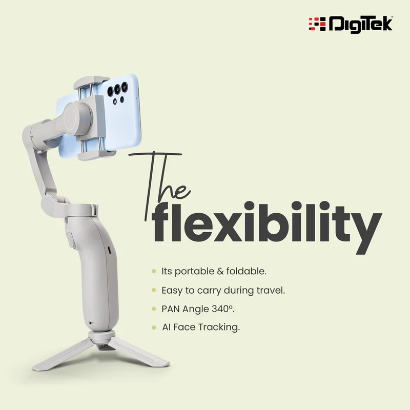 Digitek DSG 008F Pro Smartphone Gimbal Pro 3 Axis Stabilizer with Face Tracking and Gesture Control - Image 5