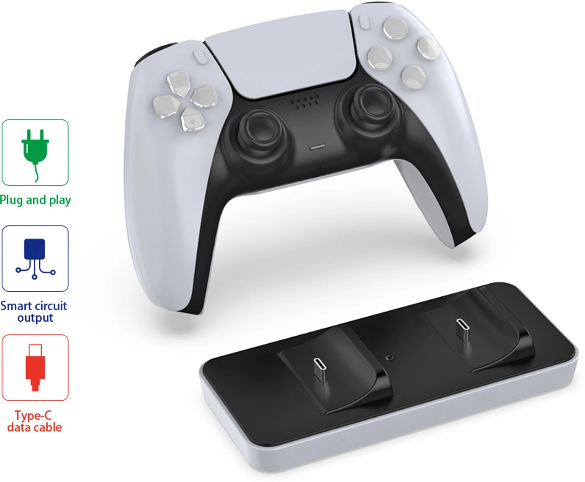 DOBE TP5-0591 PS5 Charging Dock, Dual Controller Fast Charger,Charging Dock, LED Indicator, Overcharge Protection, Compact And Durable - Image 3