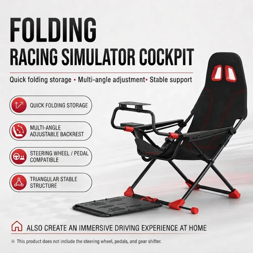 Racing Wheel Stand with Foldable Bucket Seat for Sim Racing For Logitech, Moza, Cammus, Thrustmaster Wheels - Image 7
