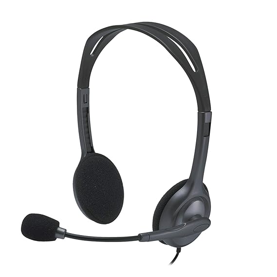 Logitech H111 Wired Headphones On Ear Headphones With Mic (Black) - Image 1