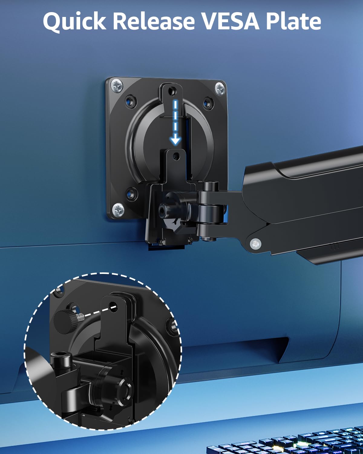 Portronics POR 3420 Aerolift Solo Single Monitor Mount for 32 27 24 22 inch Screen, Monitor Arm Holds 4.4-22 lbs, Monitor Desk Mount, Gaming And Home Office Use Black - Image 8