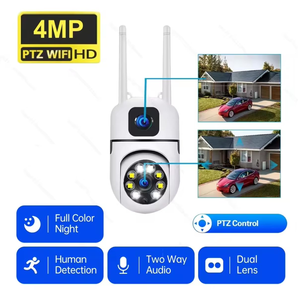 Smarthome Dual Lens, 5+5MP WiFi CCTV Camera, PTZ And Fixed View, AI Motion Detection, Color Night Vision, Two-Way Audio, 360 Coverage, App Access - Image 3