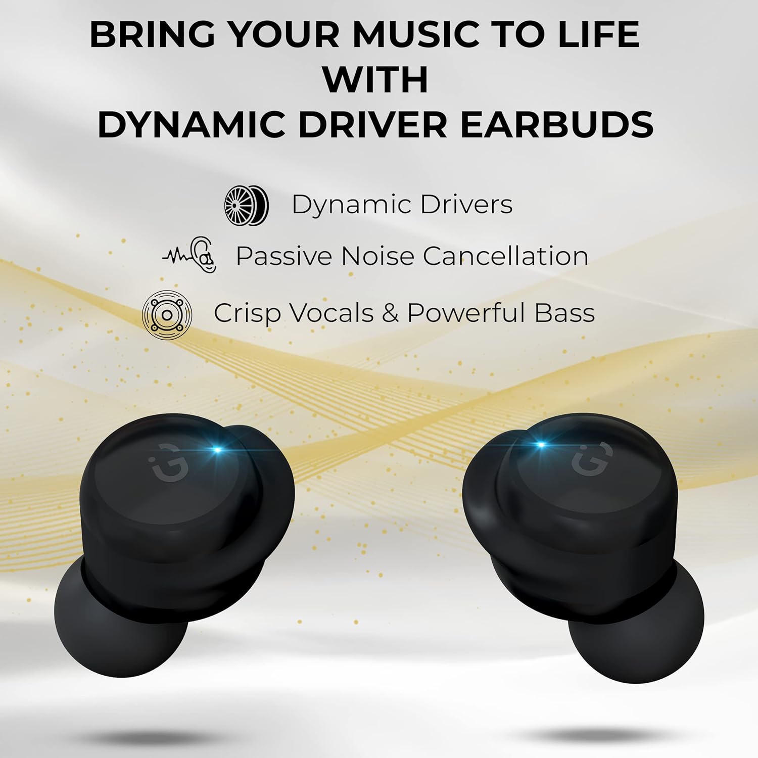 iGear Mini Bluetooth Truly Wireless in-Ear Earbuds Mic, Noise Isolation, IPX4 Dust Water Resistance, Heavy Bass, Type-C Charging, Touch Control Black - Image 2