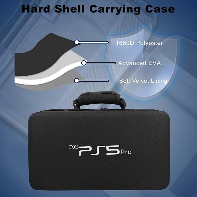 PS5 PRO Travel Hard Carrying Case For Disc & Digital Edition Black - Image 3