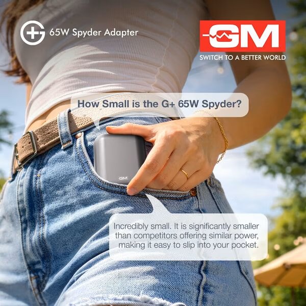GM G+ 65W Spyder GaN Adapter Adapter only 65W Adapter Grey - Image 3