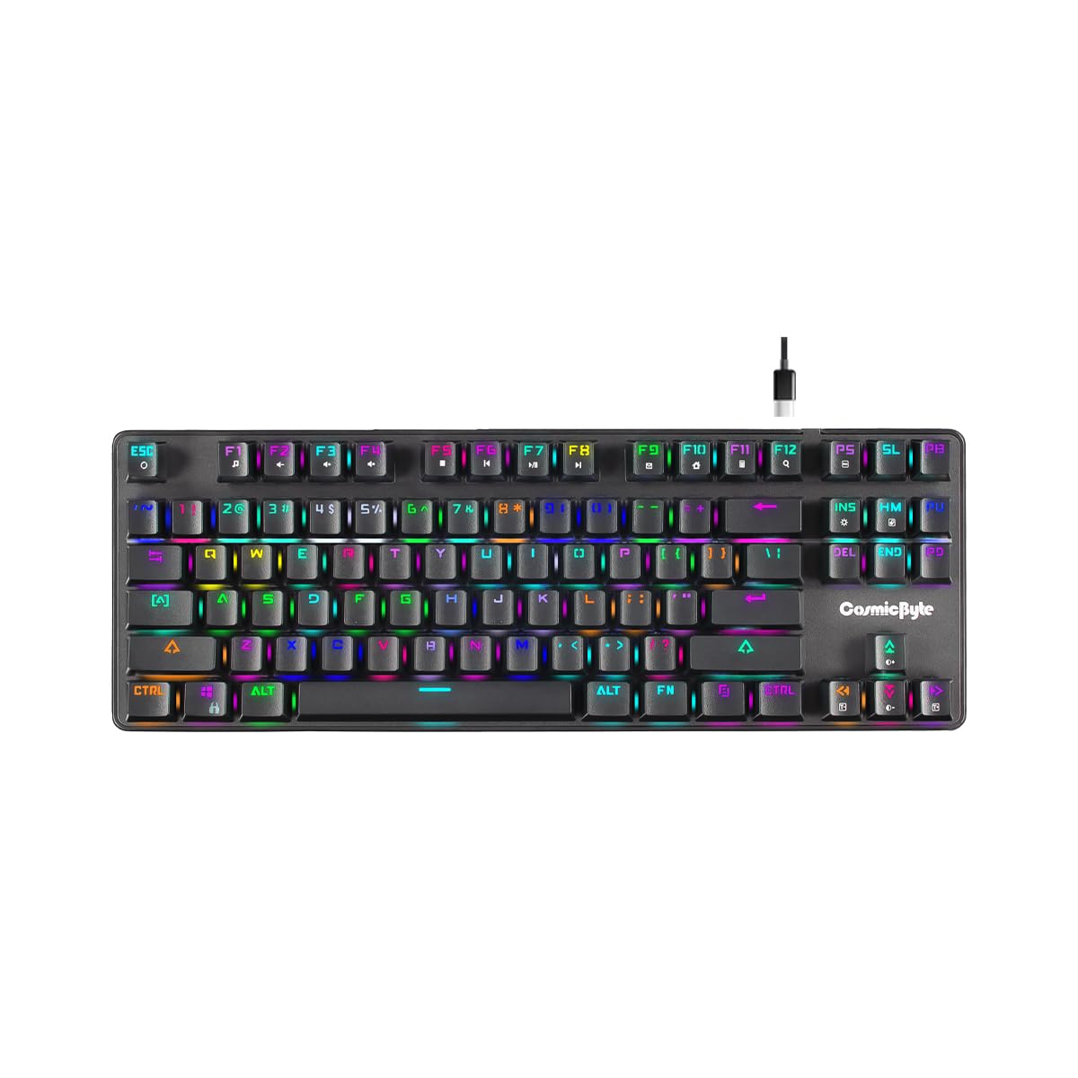 Cosmic Byte CB-GK-16 Firefly Per-Key RGB TKL Mechanical Keyboard Swappable Outemu Blue Switch,Black - Image 1