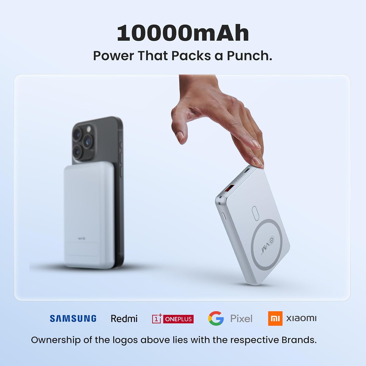 EVM P0301 EnMag Ace 10000mAh Power Bank 15W Wireless Charging, 22.5W Fast Charging, Magnetic Compatible 2 Year Warranty White - Image 7