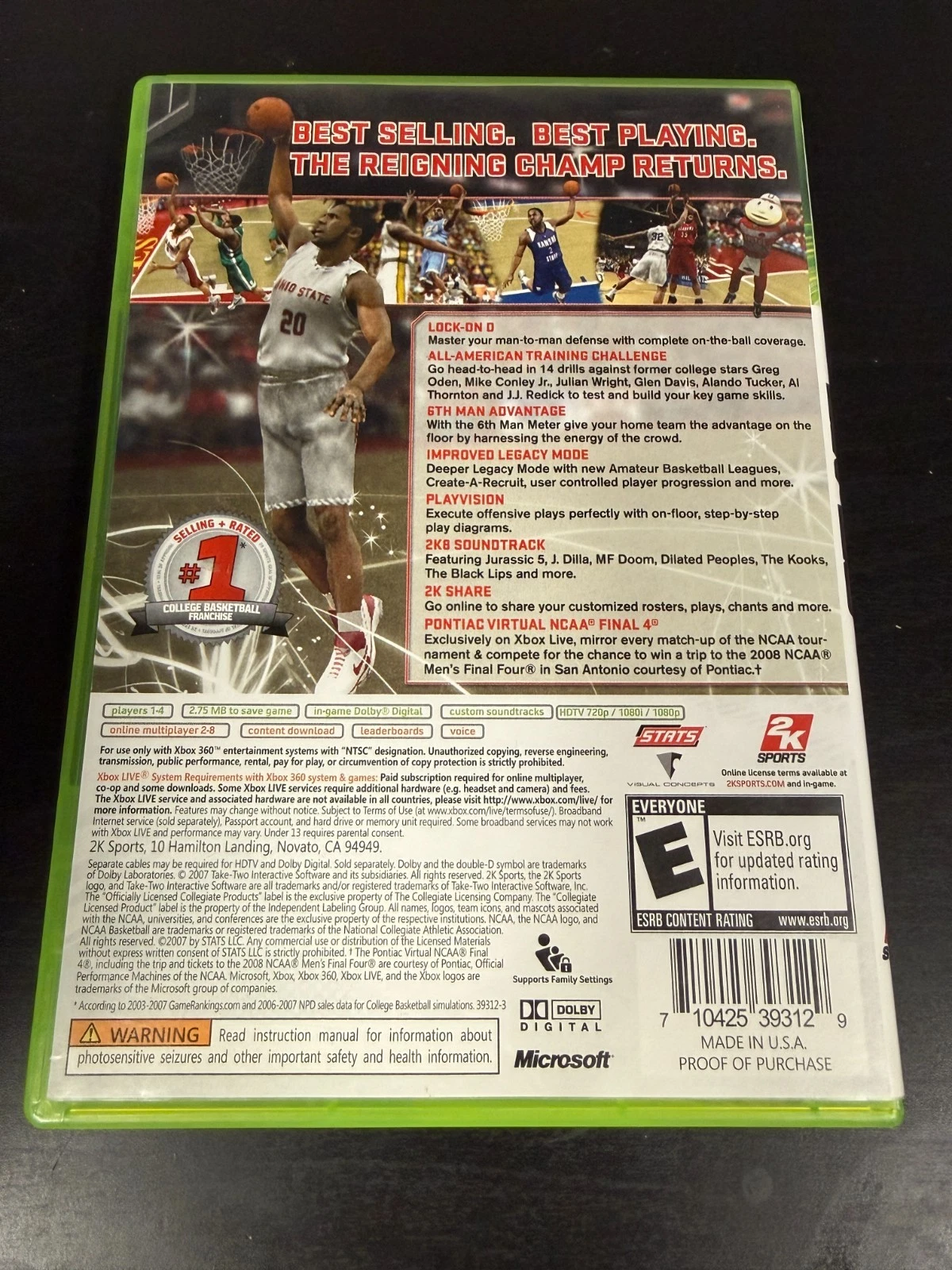 2K Sports College Hoops 2K8 NCAA XBOX 360 NTSC ( Preowned ) - Image 4