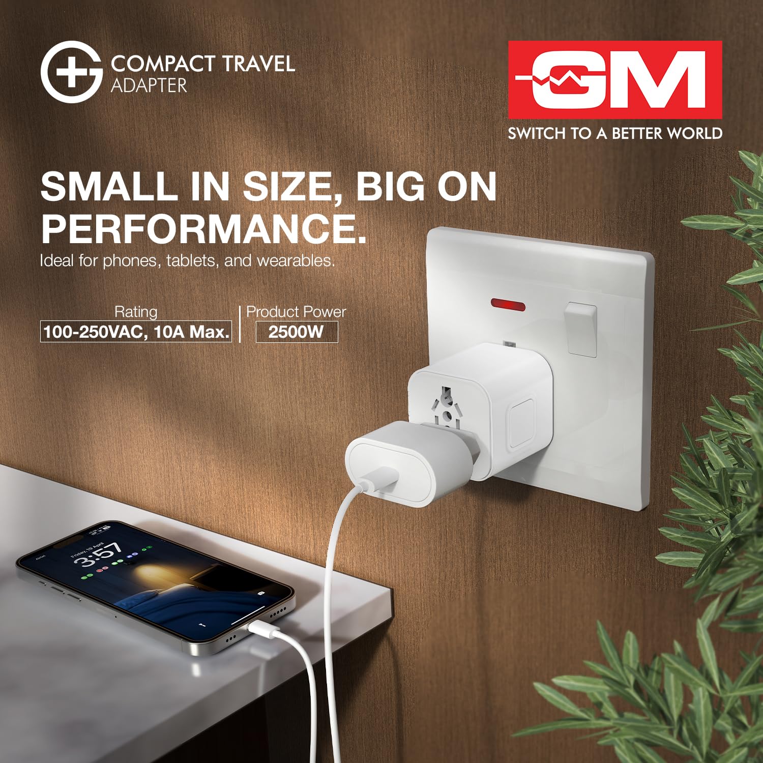GM G+ Compact Travel Adapter, Universal All-in-One Worldwide Plug (US/UK/EU/AU), Safety Protection, Foldable, Fire-Resistant, 150+ Countries White - Image 8