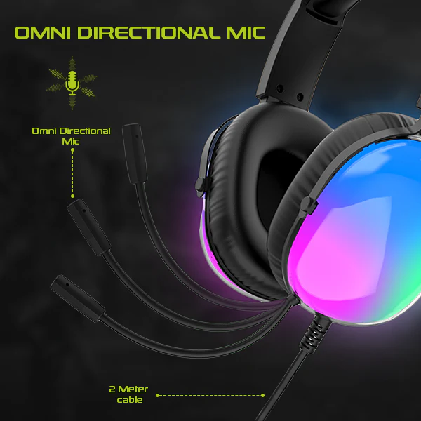 iGear Falcon Wired Gaming Headphone with ANC, RGB,  360° Mic, 50mm Audio Driver, Multi Jack 2m, iOS,Android,Windows,Xbox,Playstation - Image 4