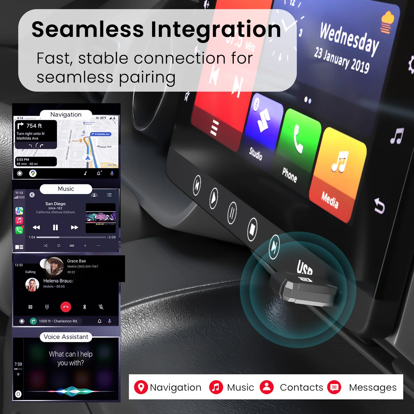 Portronics POR 3328 Tune Lite Wireless Car Receiver, Converts Wired to Wireless, Plug & Play, Android 12+ & iOS 15+ - Image 4