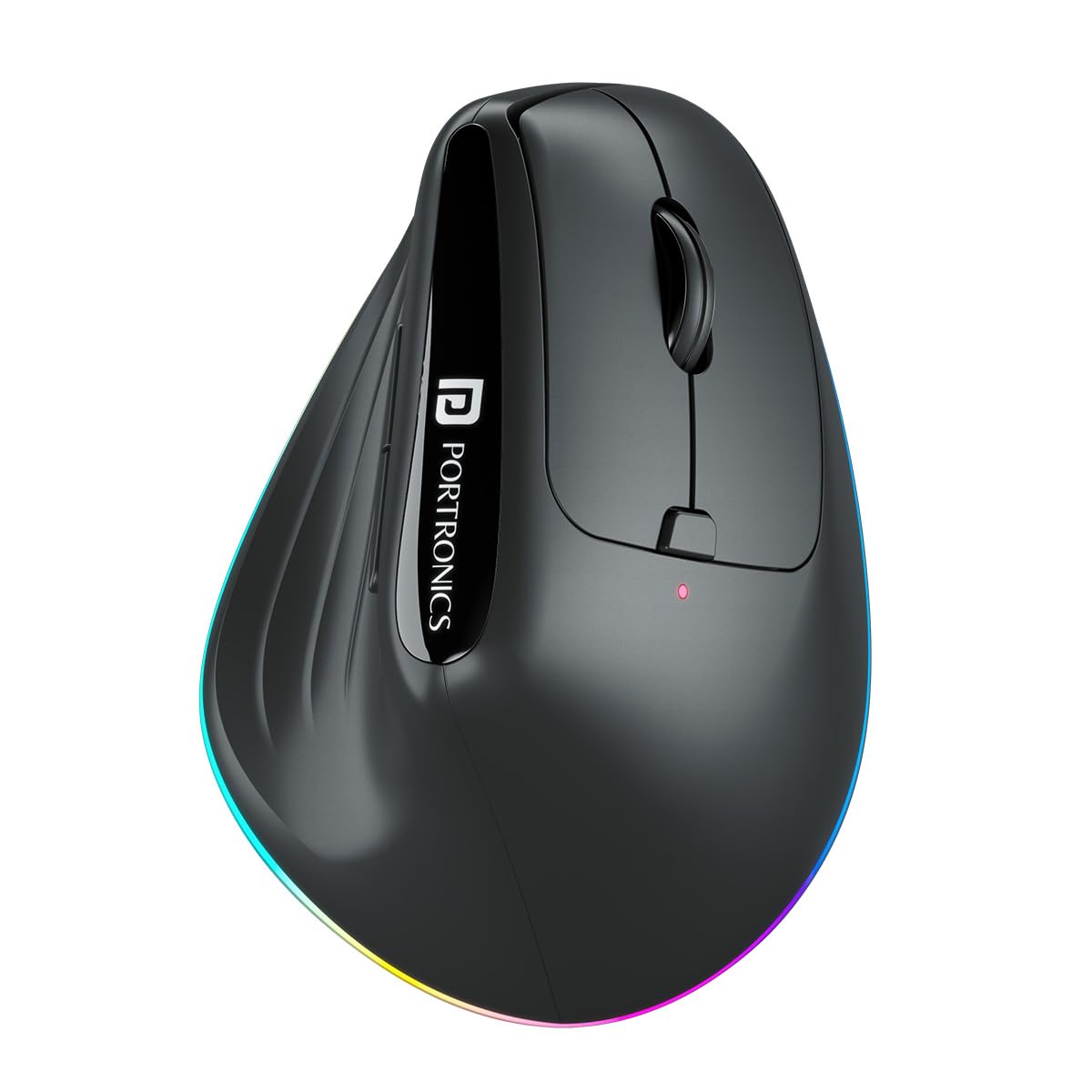 Portronics POR 3031 Toad Ergo 3 Ergonomic Wireless Mouse with RGB, 2400 DPI, Dual Mode BT And 2.4GHz Connectivity, Rechargeable Battery, 6 Buttons, Adjustable DPI, Silent Clicks Black - Image 1