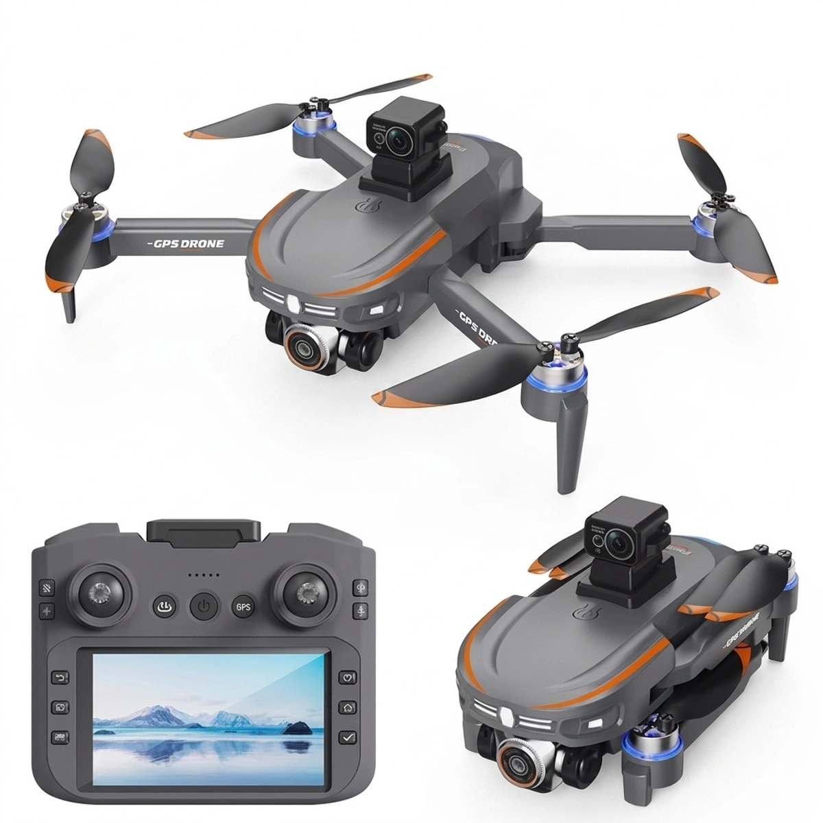 S28 GPS Drone With Inbuilt Display Remote, Brushless Motor And Obstacle Avoidance Sensor, Dual Camera, 90 Degrees Lens - Image 1