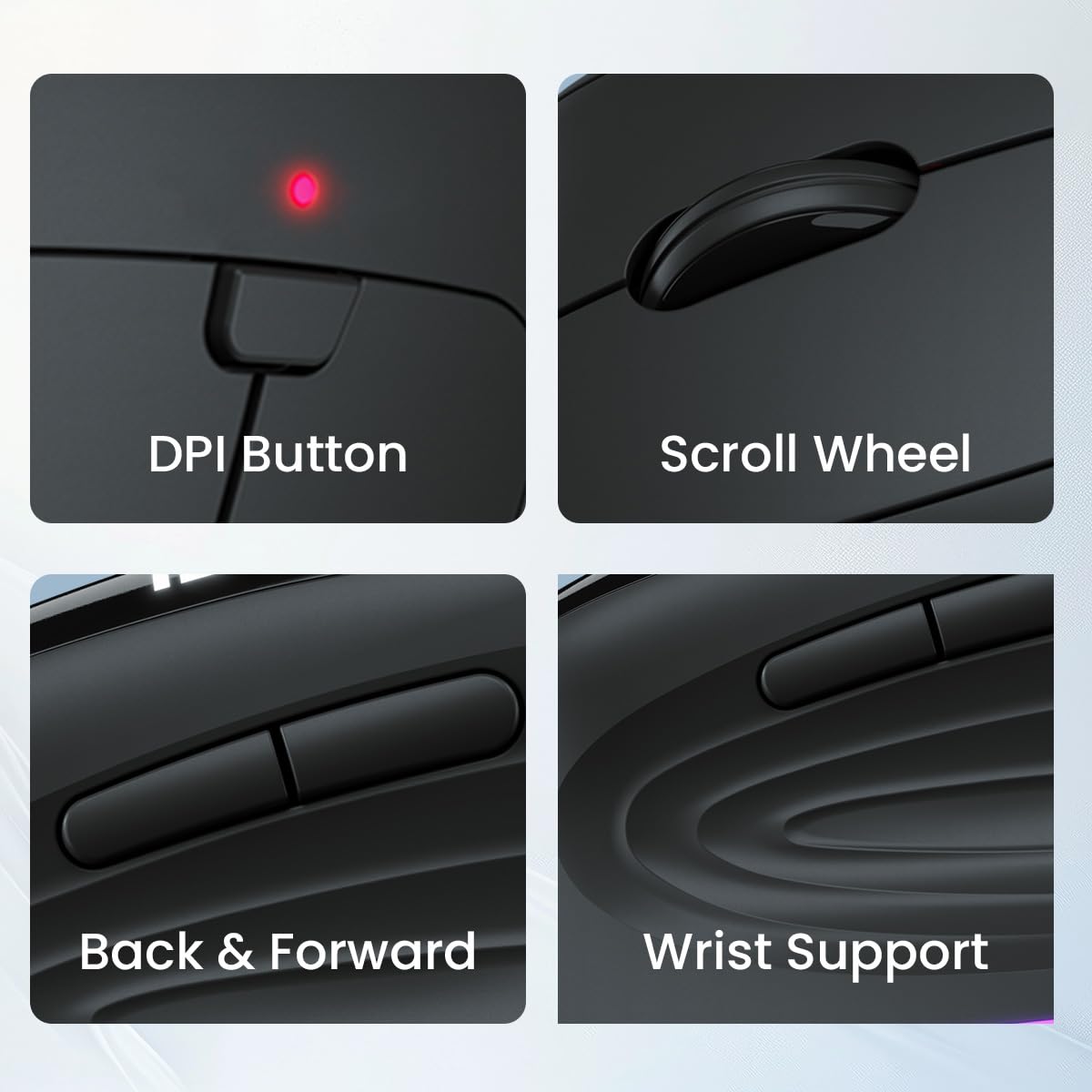 Portronics POR 3031 Toad Ergo 3 Ergonomic Wireless Mouse with RGB, 2400 DPI, Dual Mode BT And 2.4GHz Connectivity, Rechargeable Battery, 6 Buttons, Adjustable DPI, Silent Clicks Black - Image 7