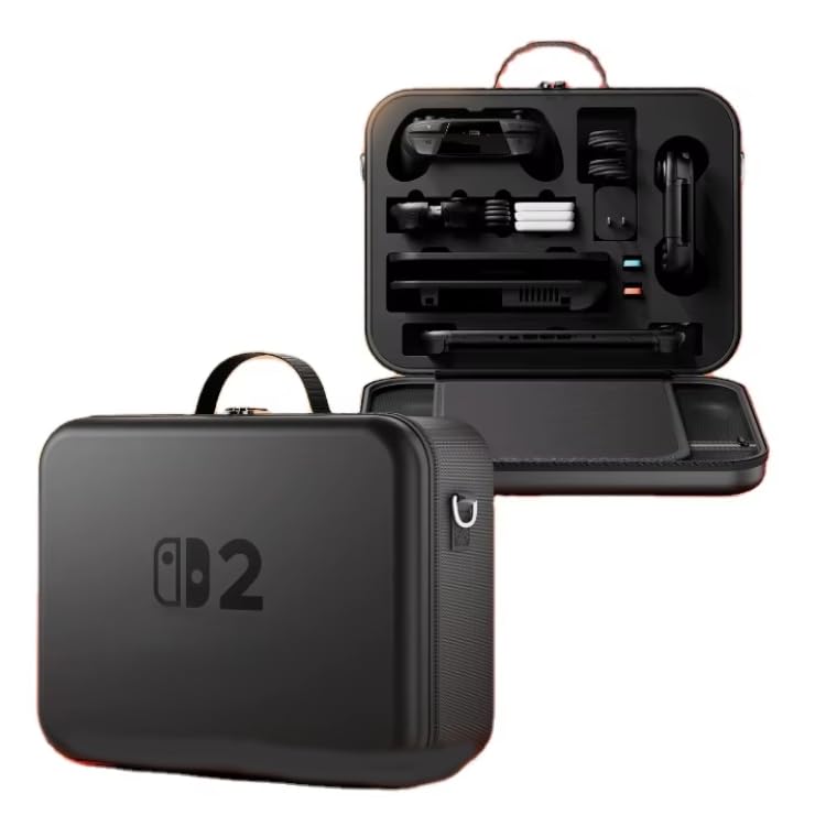 Nintendo Switch 2 Carrying Travel Case Bag for Nintendo Switch 2, Large Capacity EVA Hard Shell Slots for Dock All Accessories Black - Image 1