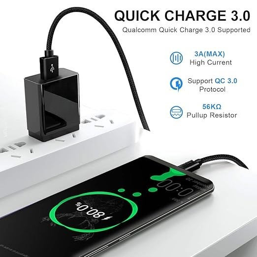 Accede A1010 USB To Type C Cable 2 m JACK XL Tangle-Free Unbreakable 2.4A Round Nylon Braided Type C - Image 3
