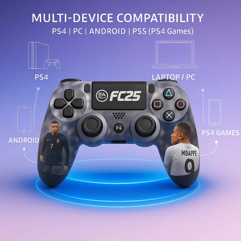 Playx FC 25 Themed Bluetooth Wireless P4 Gaming Controller For PS4/PS4 Pro/PS4 Slim/PC/Smartphone, Dual Vibration, Turbo, Touchpad, Compatible with PS5 - Image 3