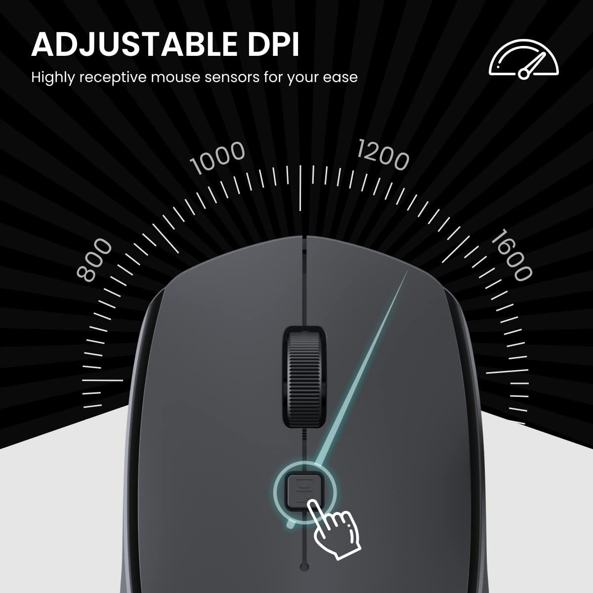 Portronics POR 1610 Toad 23 Wireless Optical Mouse with 2.4GHz, USB Nano Dongle, Optical Orientation, Click Wheel, Adjustable DPI Black - Image 2