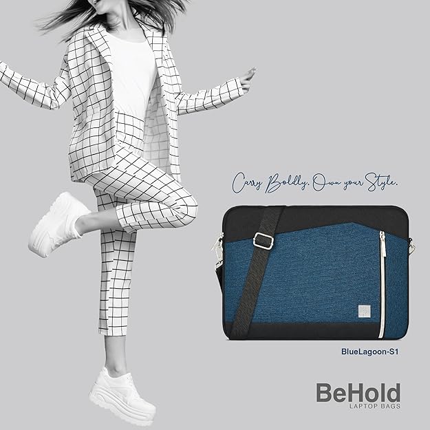 FINGERS BlueLagoon-S1 Premium Laptop Bag with detachable shoulder sling (Sleek Dual-Compartment for Work And Play, Built-in padded sleeve, fits 15.6” Laptops And Tablets, Splash-proof And scratch-resistant) - Image 2