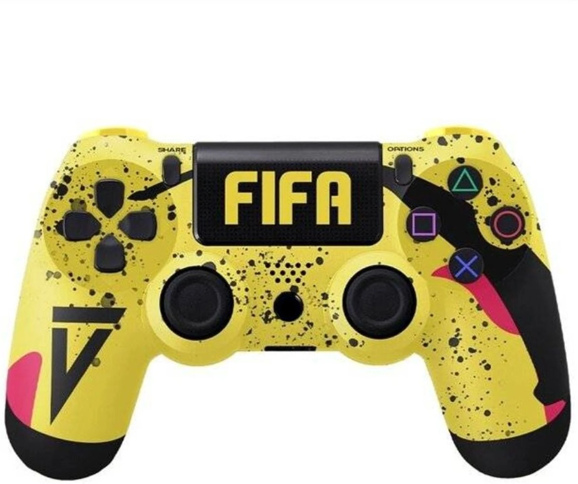Dualshock 4 Wireless Bluetooth Controller for Sony PlayStation PS4- FIFA Volt Edition Neon Yellow Street Art - Image 1