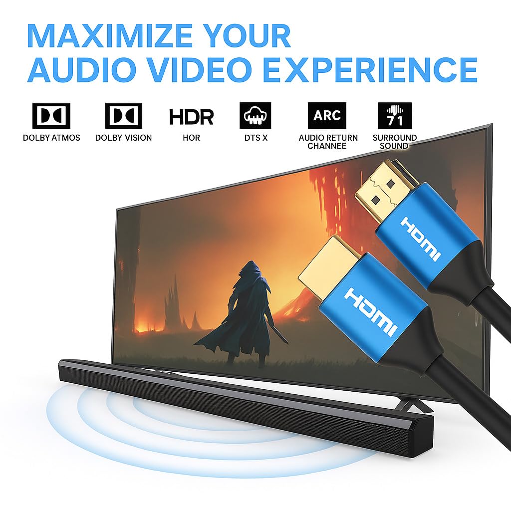 Maxicom Gold HDMI Cable 10 Meter HDTV 4K Ultra HD 4Kx2K Premium High Speed HDTV  2160p, HDMI Cable TV, Laptop, PC, Monitor and Projector - Image 6