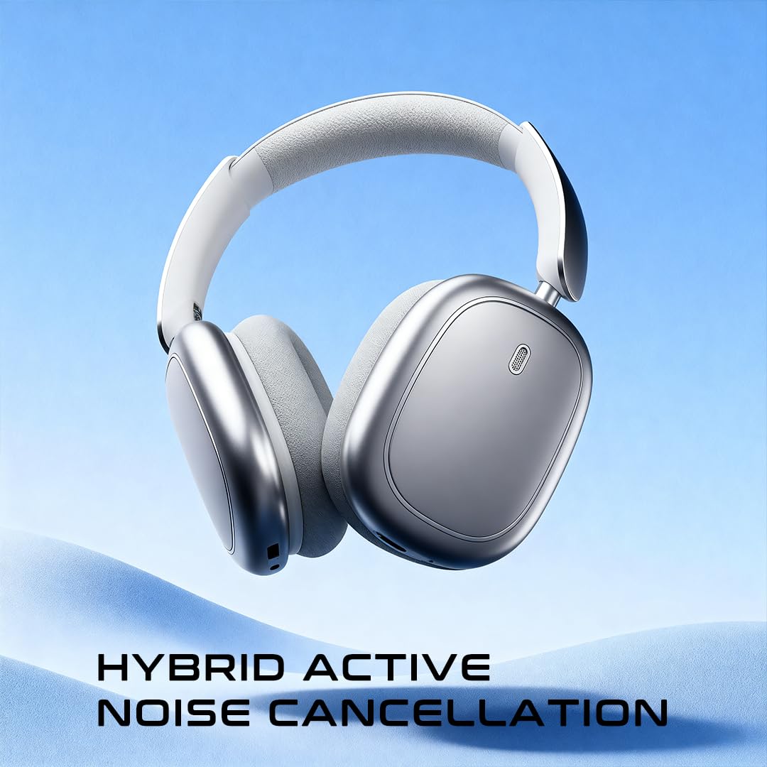Lenyes LH62 ANC Noise Cancelling Headphones, Bluetooth 6.0, 40mm Drivers, 32Hr Battery, 180Hr Standby, Foldable, Game and Music Mode, Audio App Silver - Image 4