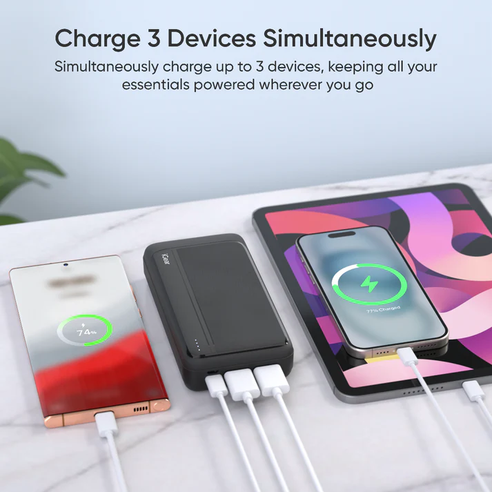 iGear Max 20 Power Bank 20000mAh, Type-C PD 22.5W Fast Charging, Triple Output Ports, Battery Indicator, Wake-up Button, High-Speed Power - Image 5