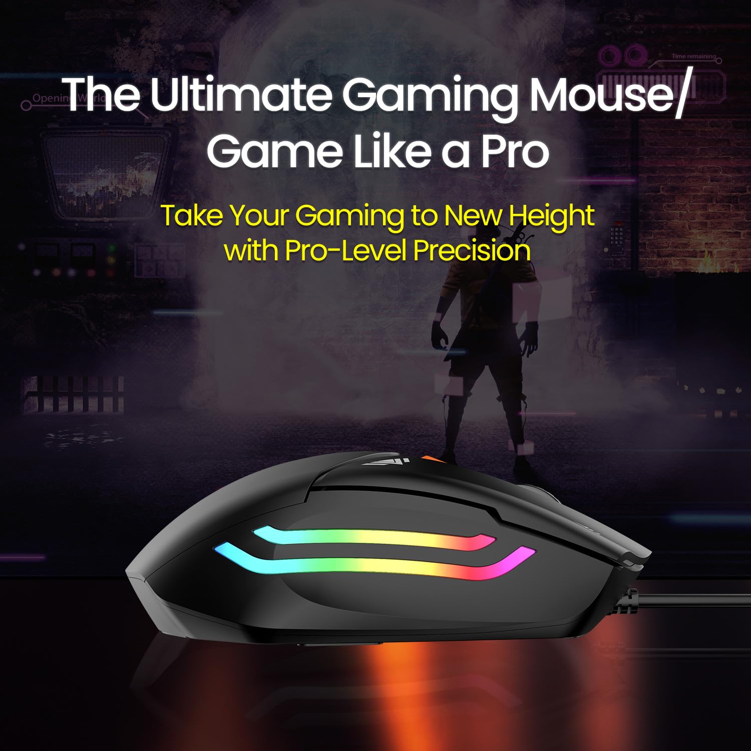 Portronics POR 2015 Vader Wired Gaming Mouse with 6 Buttons, Thumb Support, Adjustable DPI (6400 Max), RGB Light Effects, Ergonomic Design, 1.5 m Long USB Cable for Laptop And PC Black - Image 4