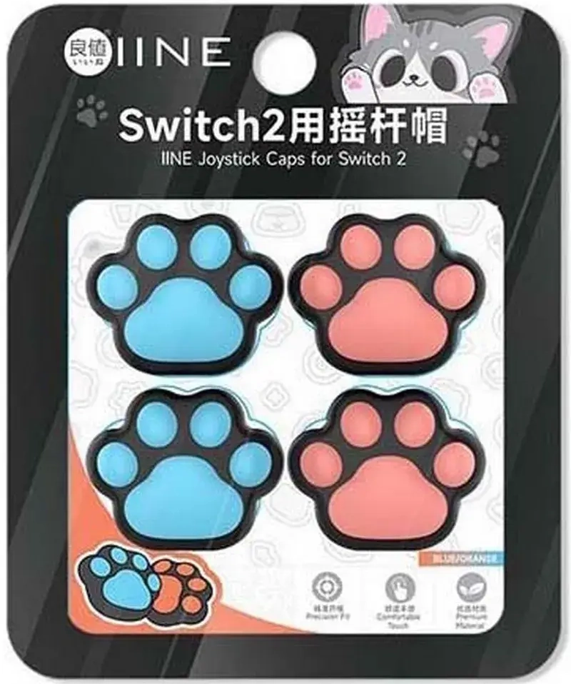 IINE Cat Paw Theme Thumb Grip Caps Switch 2 Joycon Controller, Gamed Theme Joystick Cover Compatible with Nintendo Switch 2 - Image 1