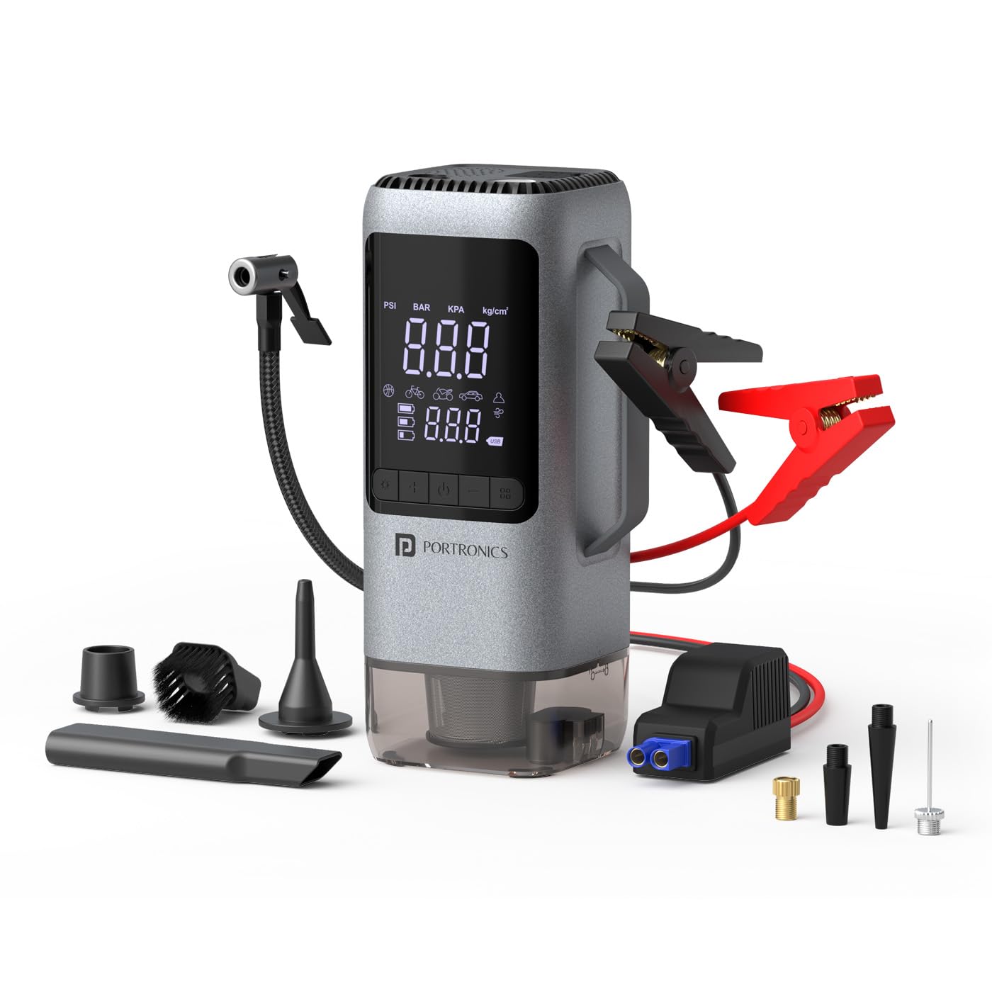 Portronics POR 2895 Vayu Cop 6-in-1 Rechargeable BLDC Car Emergency Kit with 12V Jump Starter, Tyre Inflator, 5000Pa Vacuum Cleaner, 10,000 RPM Air - Image 1