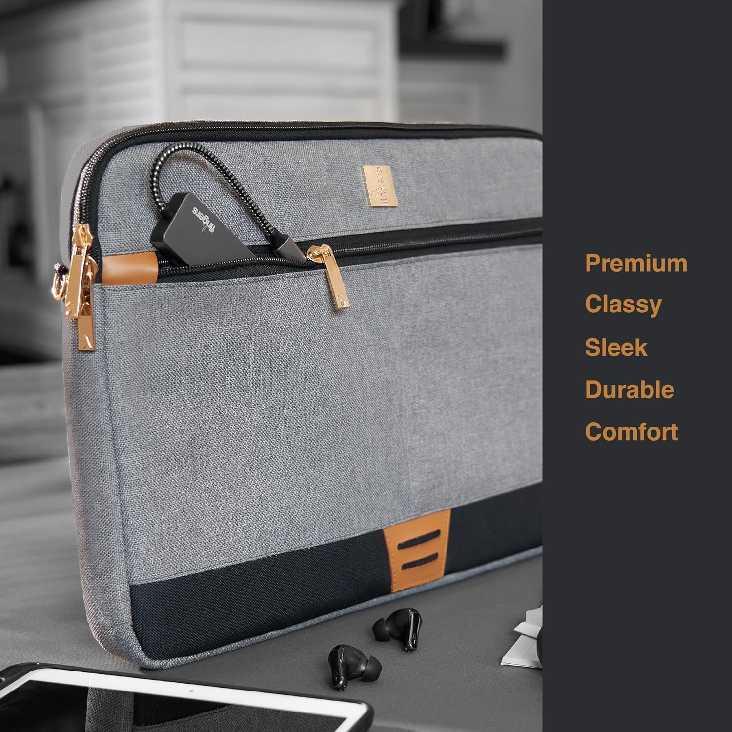 FINGERS PrestigePro-S3 Premium Laptop Bag with detachable shoulder sling Sleek Design, Superior Protection, Built-in padded sleeve, Fits 17" Laptops And Tablets, Splash-proof And scratch-resistant - Image 4
