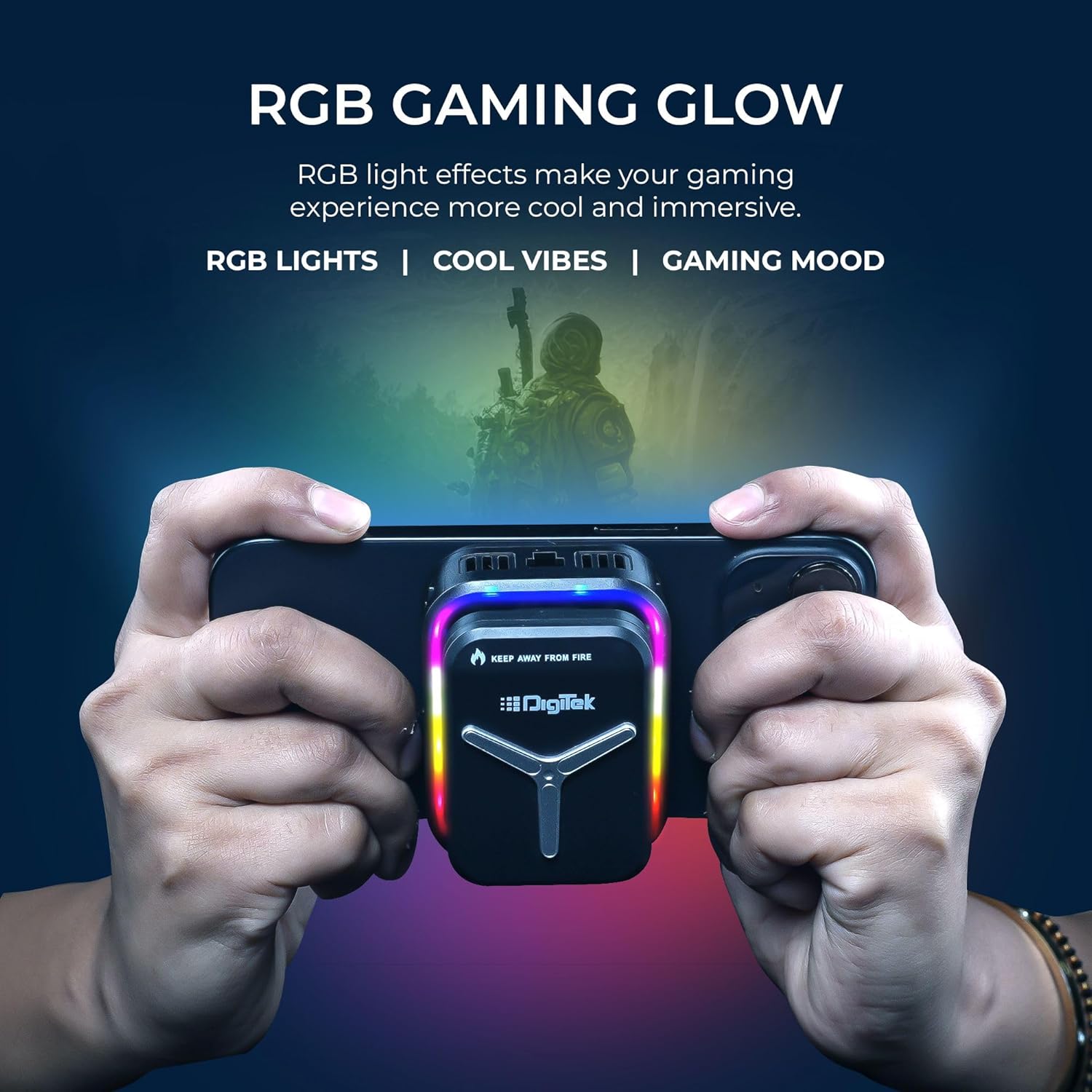 Digitek DCF 001  Magnetic Smartphone Cooler Fan with Built-In Battery, RGB Light Effects, Type-C Charging, for Mobile Gaming - Image 6