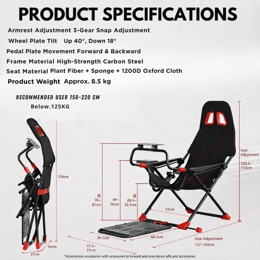 Racing Wheel Stand with Foldable Bucket Seat for Sim Racing For Logitech, Moza, Cammus, Thrustmaster Wheels - Image 13