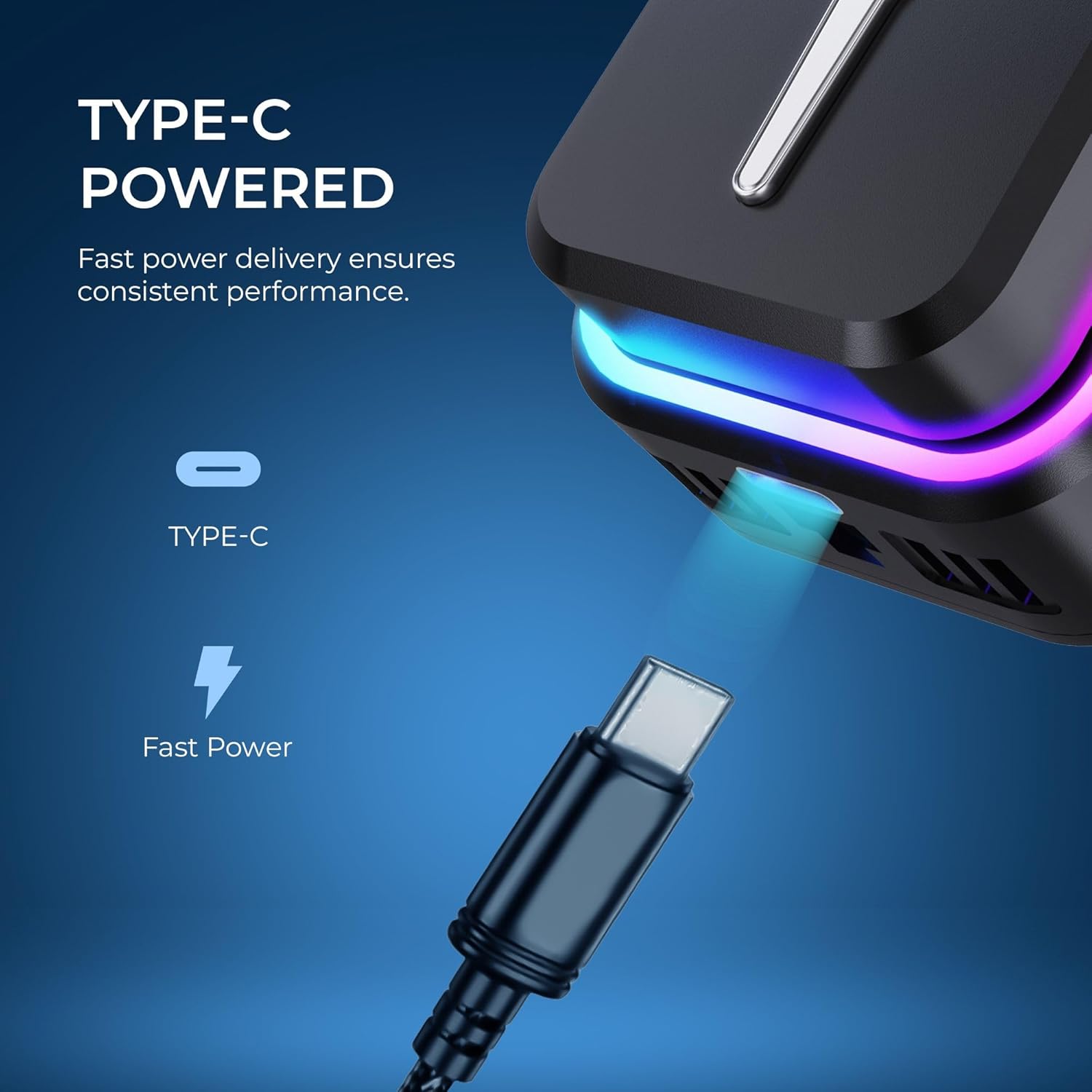 Digitek DCF 001  Magnetic Smartphone Cooler Fan with Built-In Battery, RGB Light Effects, Type-C Charging, for Mobile Gaming - Image 8