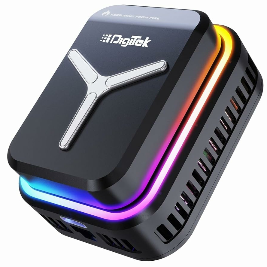 Digitek DCF 001  Magnetic Smartphone Cooler Fan with Built-In Battery, RGB Light Effects, Type-C Charging, for Mobile Gaming - Image 1