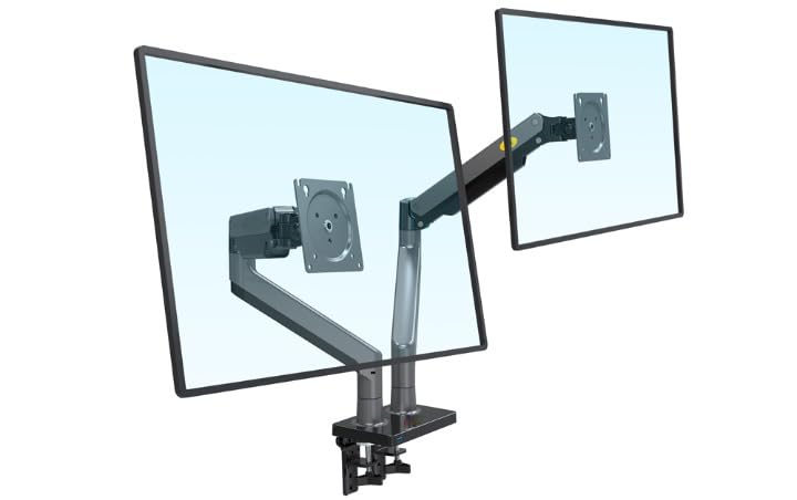Portronics POR 3421 Aerolift Duo Dual Monitor Vertical Desk Arm Gas Spring Full Motion Swivel Monitor Mount with for up to 32 inch Monitors with Load Capacity from 4.4~30lbs for Each Arm Height Adjustable Monitor - Image 1
