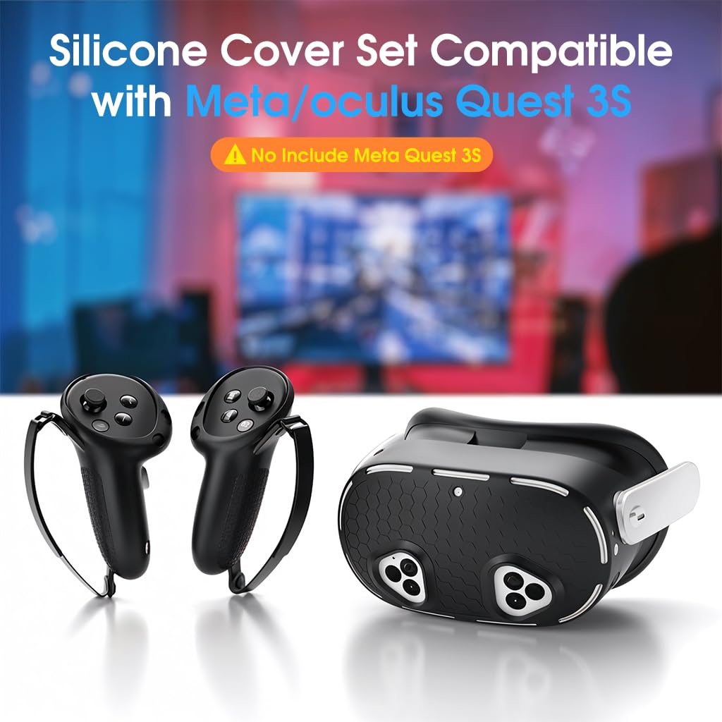 Meta Quest 3S 5-in-1 Silicone Accessories for , Protective Case Set for Meta Quest 3S, VR Skin Cover Case Silicone Face Pad Lens Cover - Image 4