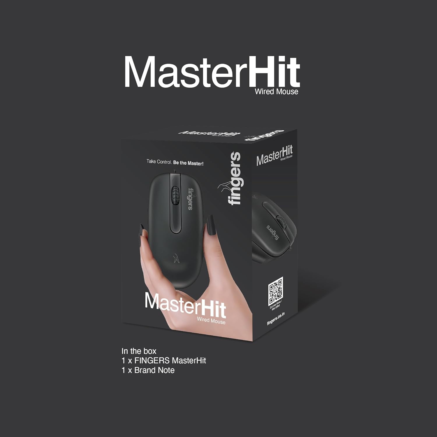 FINGERS MasterHit USB Wired PC Mouse Advanced Optical Technology, 1200 DPI, Ambidextrous, Plug-n-Play, Windows, macOS, Linux And Chrome OS - Image 2