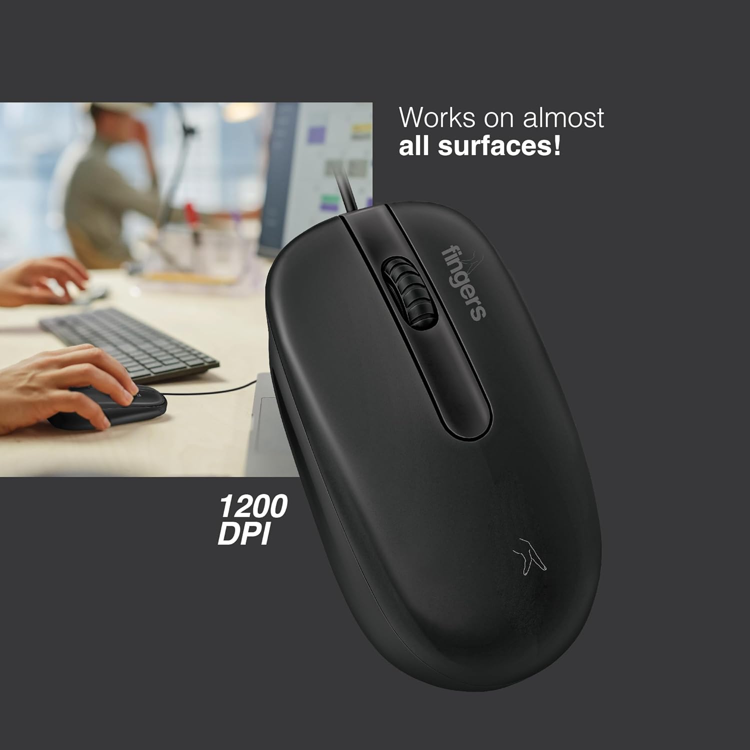 FINGERS MasterHit USB Wired PC Mouse Advanced Optical Technology, 1200 DPI, Ambidextrous, Plug-n-Play, Windows, macOS, Linux And Chrome OS - Image 6