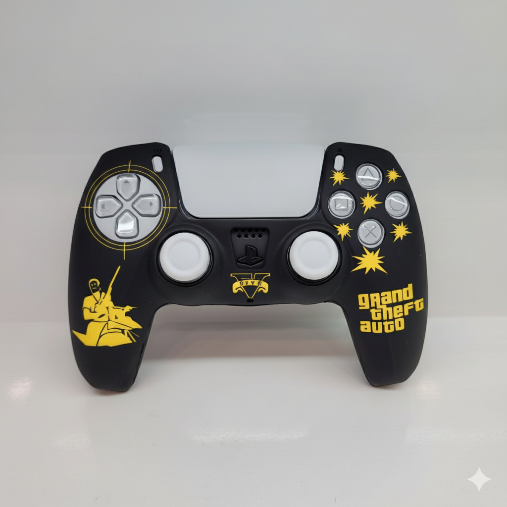 PS5 Controller Silicone Cover Case Skin GTA 5 Yellow - Image 1